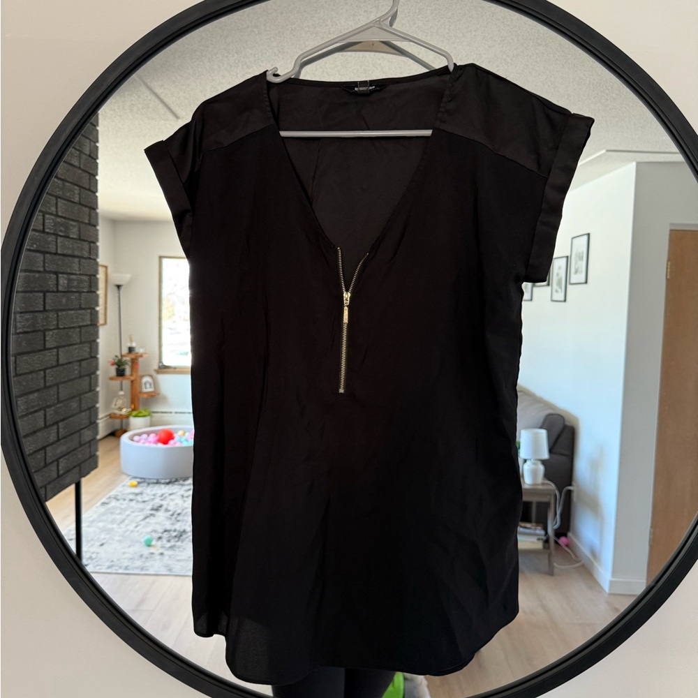 Black Zippered Women's Top